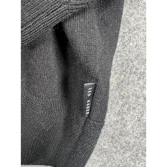 Ted Baker Sweater Mens 2XL Black Wool V Neck Textured Detail Lightweight NWT - Picture 7 of 16